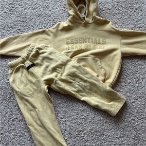 Essentials Kids Yellow Waffle Fear of God Sweatpants and Sweatshirt (not waffle)